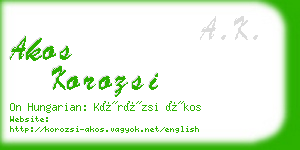 akos korozsi business card